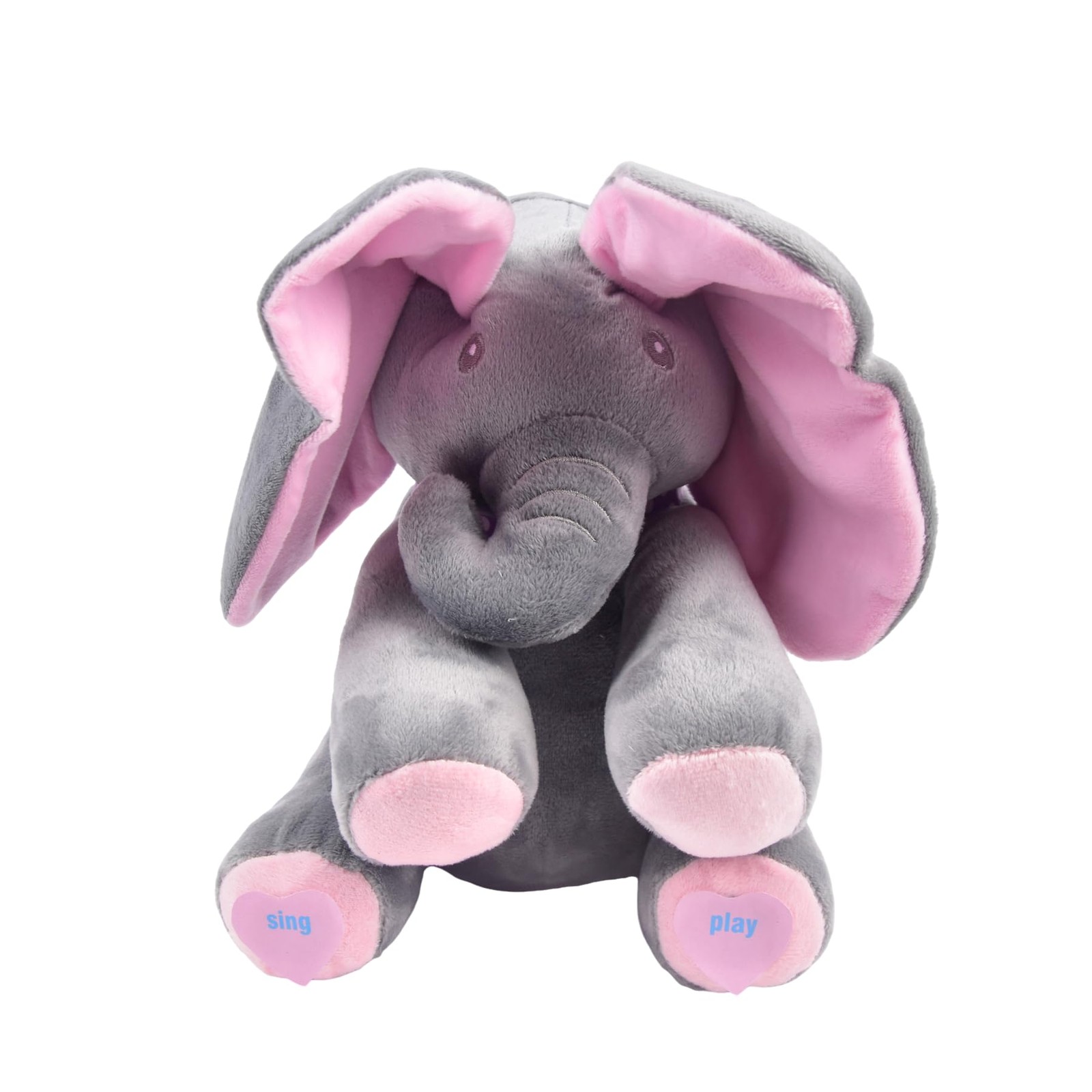 Jouet électrique éléphant cache-cache interactif en peluche bleue pour bébé