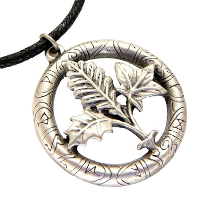 Bruyère Baum Runen Amulett Anhänger Greenwood GW07 Zinnkordel Neu
