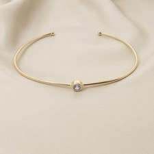 18ct Gold Plated Blue Topaz Gem Bangle