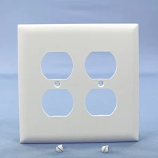P&S Trademaster Jumbo White 2G Outlet Cover Duplex Receptacle Wallplate TPJ82-W