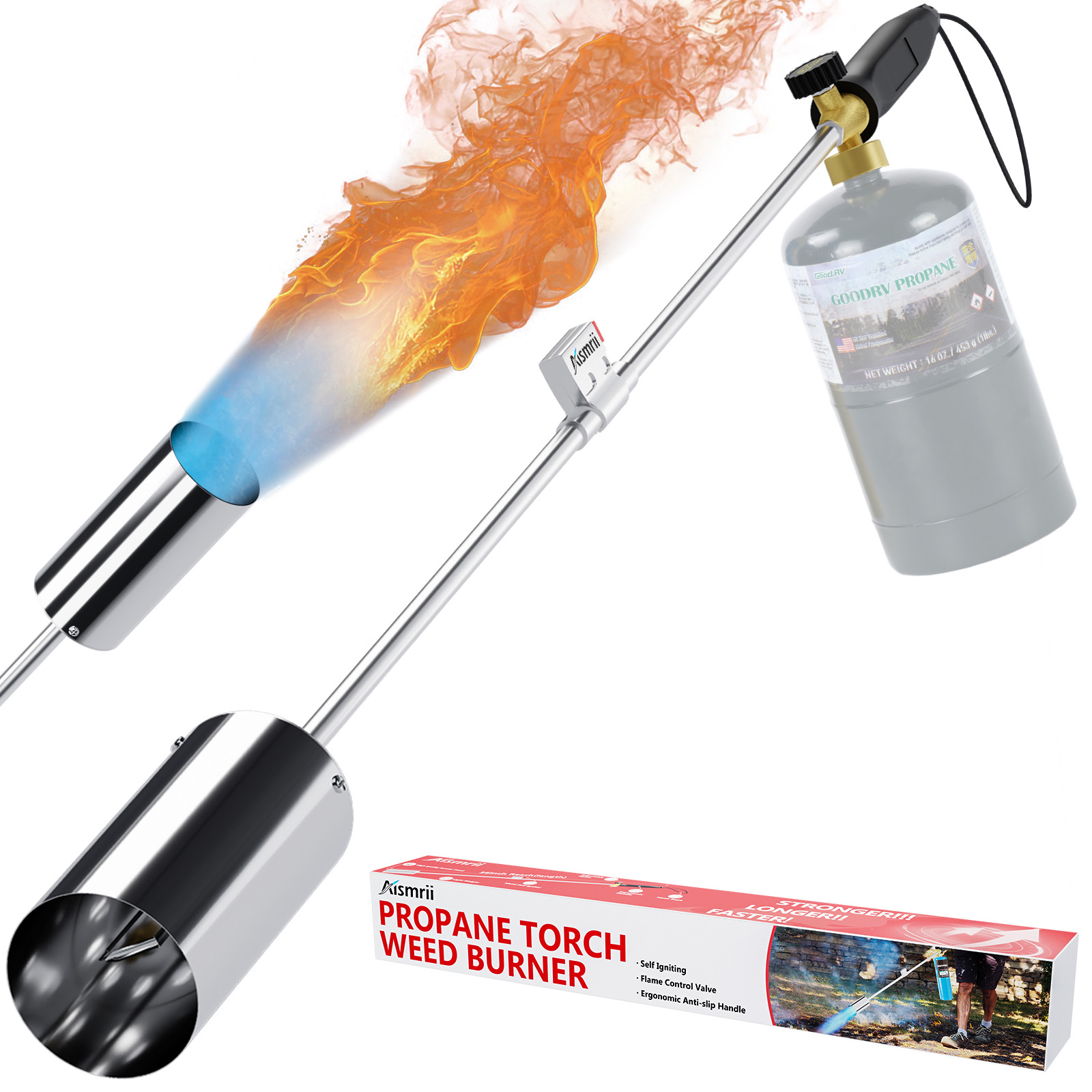 Weed Torch Propane Burner with High Output 1,200,000 BTU, Pr