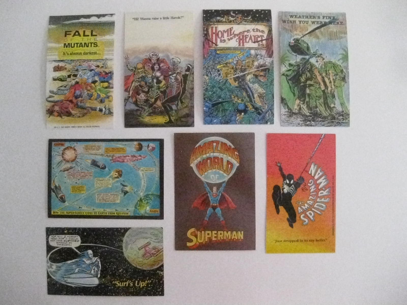 Marvel DC Comics Postcards Superman Spiderman Silver Surfer Mutants Lot Of 8 