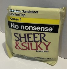 NOS No Nonsense Sheer  Silky pantyhose size Queen 1 Tan sandalfoot Q1