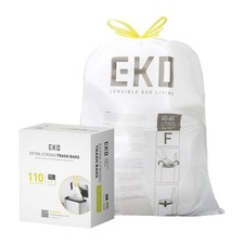 EKO 13 Gallon / 40-60 Liter,110 Count Drawstring 110 Pack of 1 , White