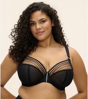 Elomi Matilda UK 38E Wired Plunge Side Support J Hook Black Bra