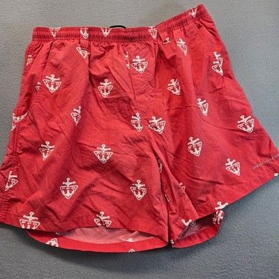 Columbia PFG Mens Red Anchor Print Fishing Shorts Omni-Shade XL FM1107