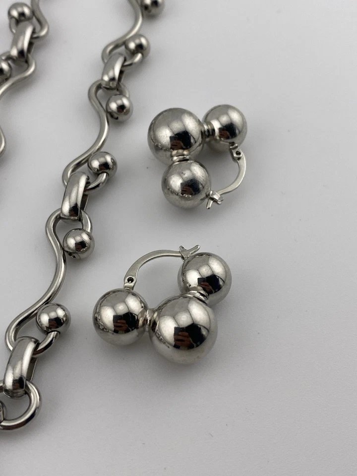 Uno de 50 镀银套装 3 件项链手链耳环 — 第 3/4 张图片