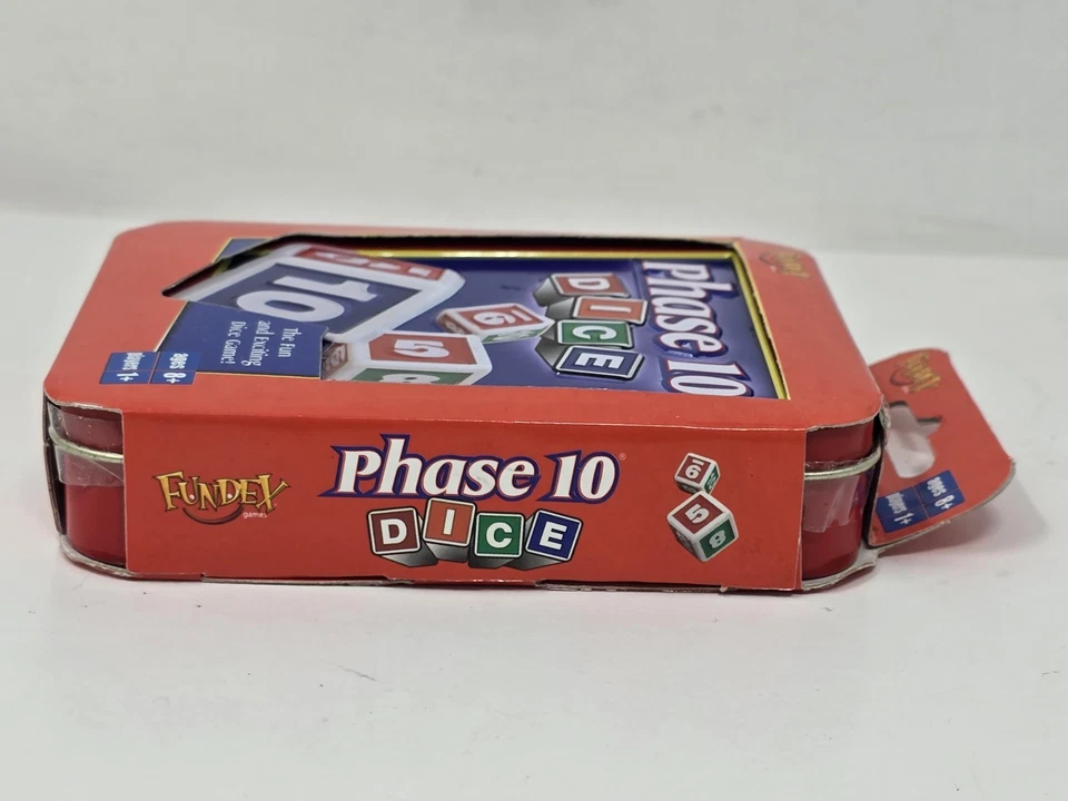 Phase 10 Dice Game in Red Tin Box by Fundex, 2004 - New (Box Wear) - Image 3 of 4