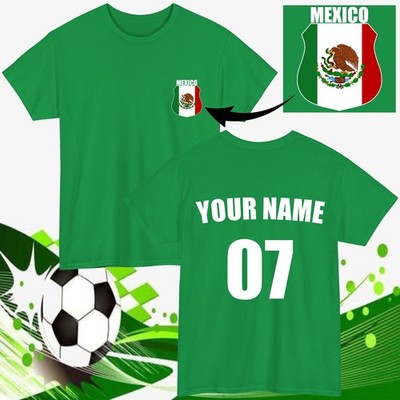 Personalisiertes Mexiko Fußball T-Shirt individueller Name Nummer Fan Geschenk Unisex Tee Top