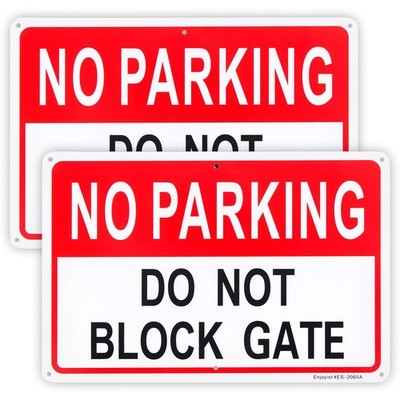 2-Pack No Parking Do Not Block Gate Sign, 12''x 8'' .04'' 12'' x 8'', Red 