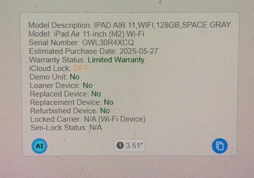 USED Apple iPad Air 11" (M2) A2902 128GB, Wi-Fi ONLY, Gray - Afbeelding 2 van 15