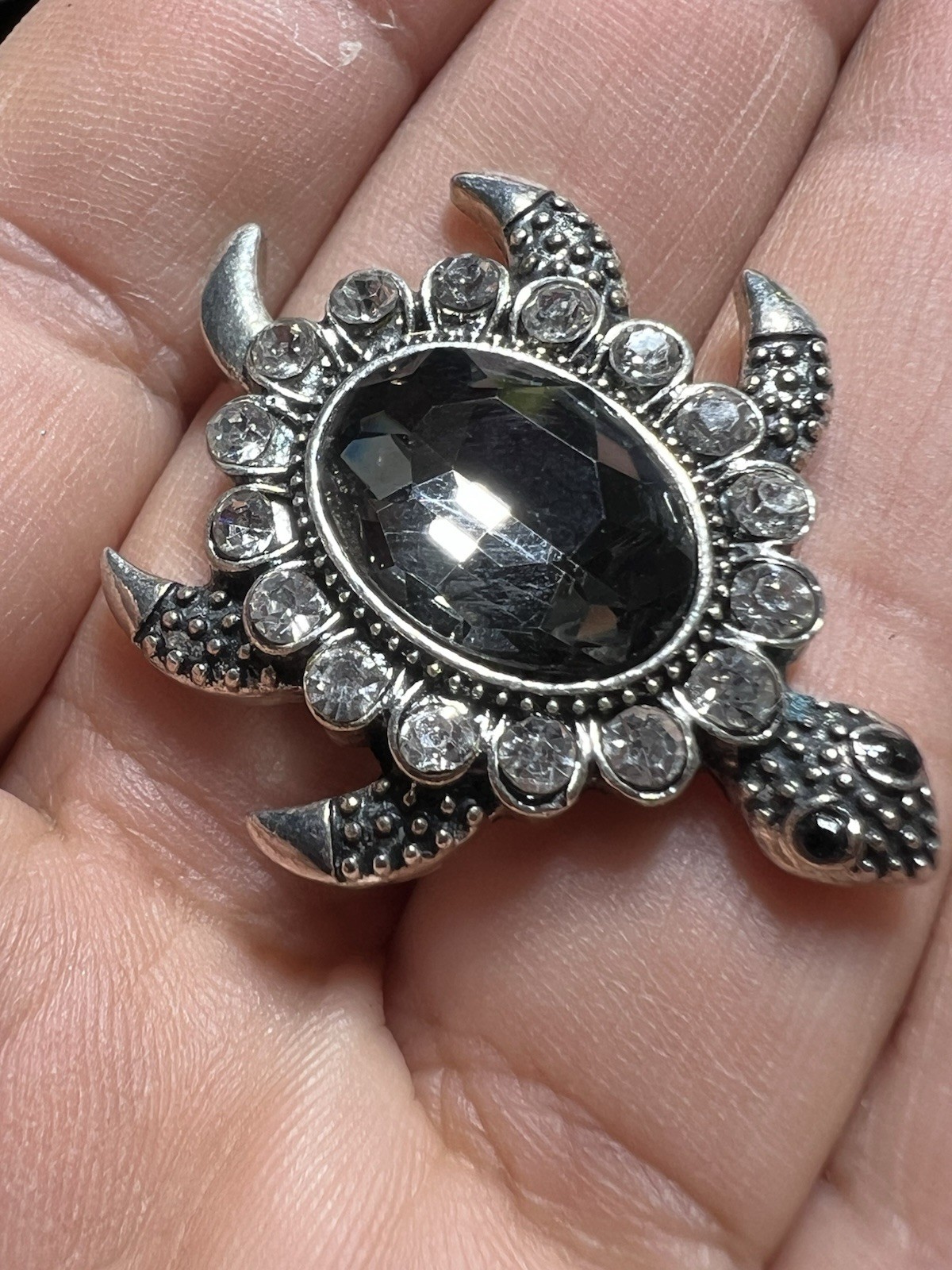 Snap Button Charm TURTLE Rhinestone Snaps Jewelry… - image 1