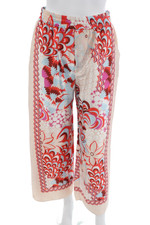 Zara Womens Cropped Floral Beige Pants Polyester Size S