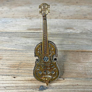 Antique Judaica Sterling Silver Violin Besamim Spice Box ST 195 Filigree Hebrew
