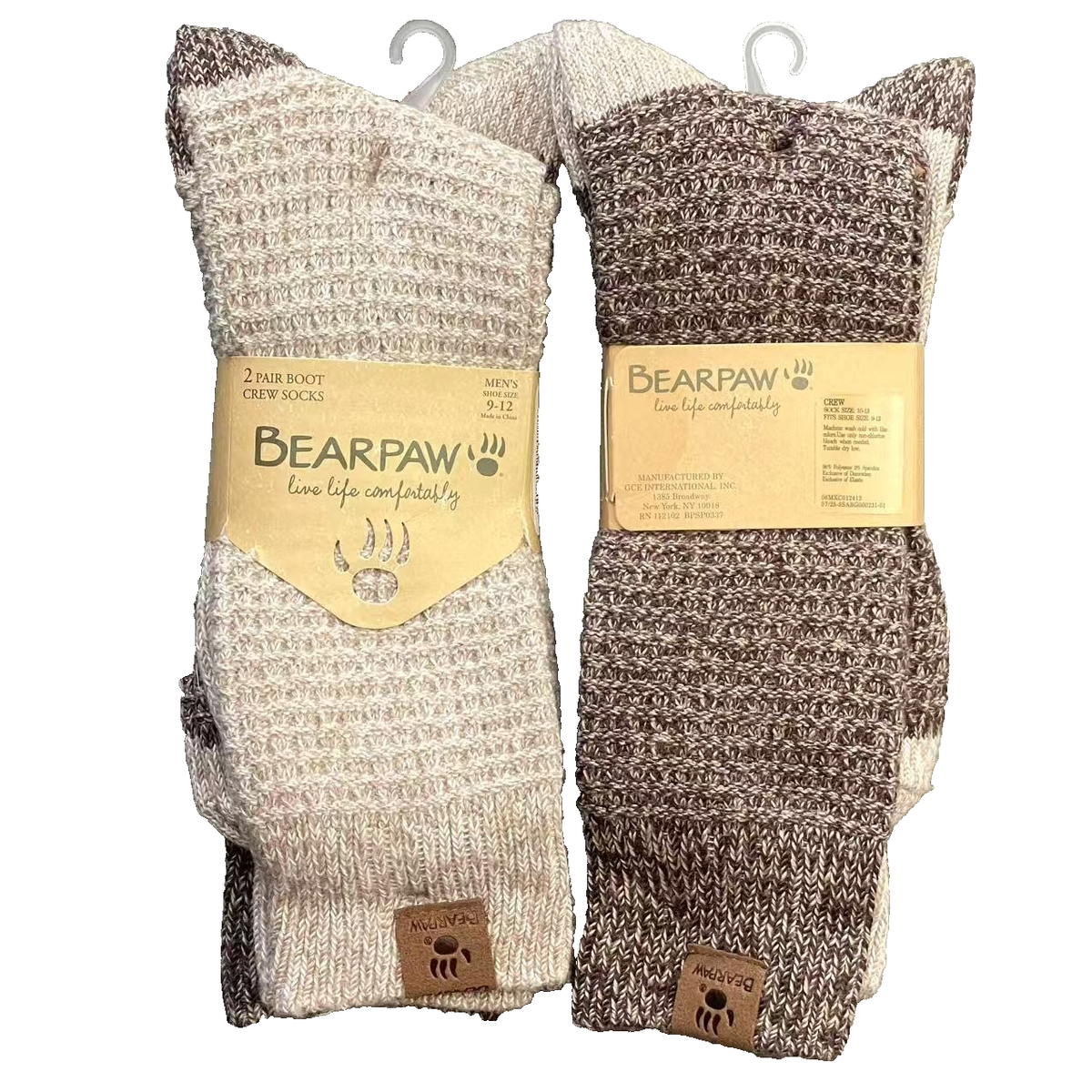 NWT Men's Bearpaw 4-pair Ribbed Boot Crew Socks Shoe Size 9-12