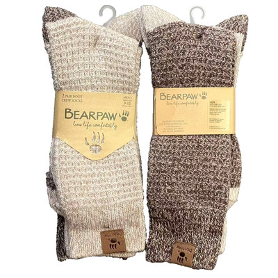 NWT Men's Bearpaw 4-pair Ribbed Boot Crew Socks Shoe Size 9-12 Family Matching