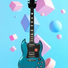 Chrome Parts Electric Guitar SG Blue Solid Mahogany Body&Neck H-H Pickups