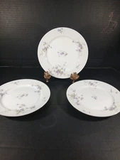 Charles Field Haviland Limoges  Lot of 3 SaladPlates Purple flowers 7.5 Antique 