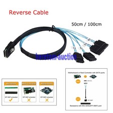 Lot Reverse Cable, Mini SAS SFF-8087 to 4x SATA Reverse Fanout Cable 0.5-1m