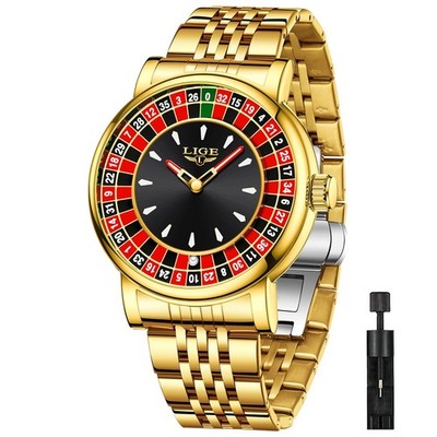 SACOSDING Roulette Wheel Watches for Men with Ball 45MM Big Face Quartz Analog