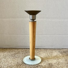Vintage Teak Aluminum  Glass MCM Danish Taper Candlestick 8.25" B18