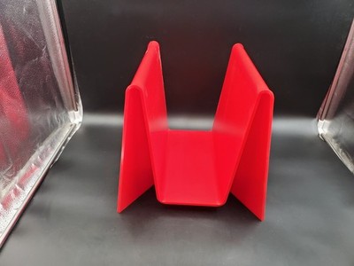 Vintage MCM 1970s Neal Small Lucite ''Origami'' Magazine Rack, Bright Red