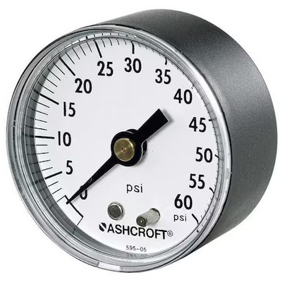 Ashcroft 20W1005ph02b30# Industrial Pressure Gauge, 0 To 30 Psi, 2 In Dial, 1/4