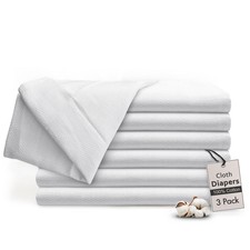 Unisex Birdseye Flat-Fold Cloth Diapers for Babies 3 Pack, 100 Cotton Reusab...