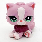 Hasbro Littlest Pet Shop LPS Cat Kitten Figure Pink Purple Green Eyes 2007 Cute
