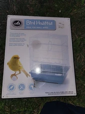 PET CHAMPION 15" SMALL BIRD WIRE HABITAT WITH FLAT ROOF, WHITE