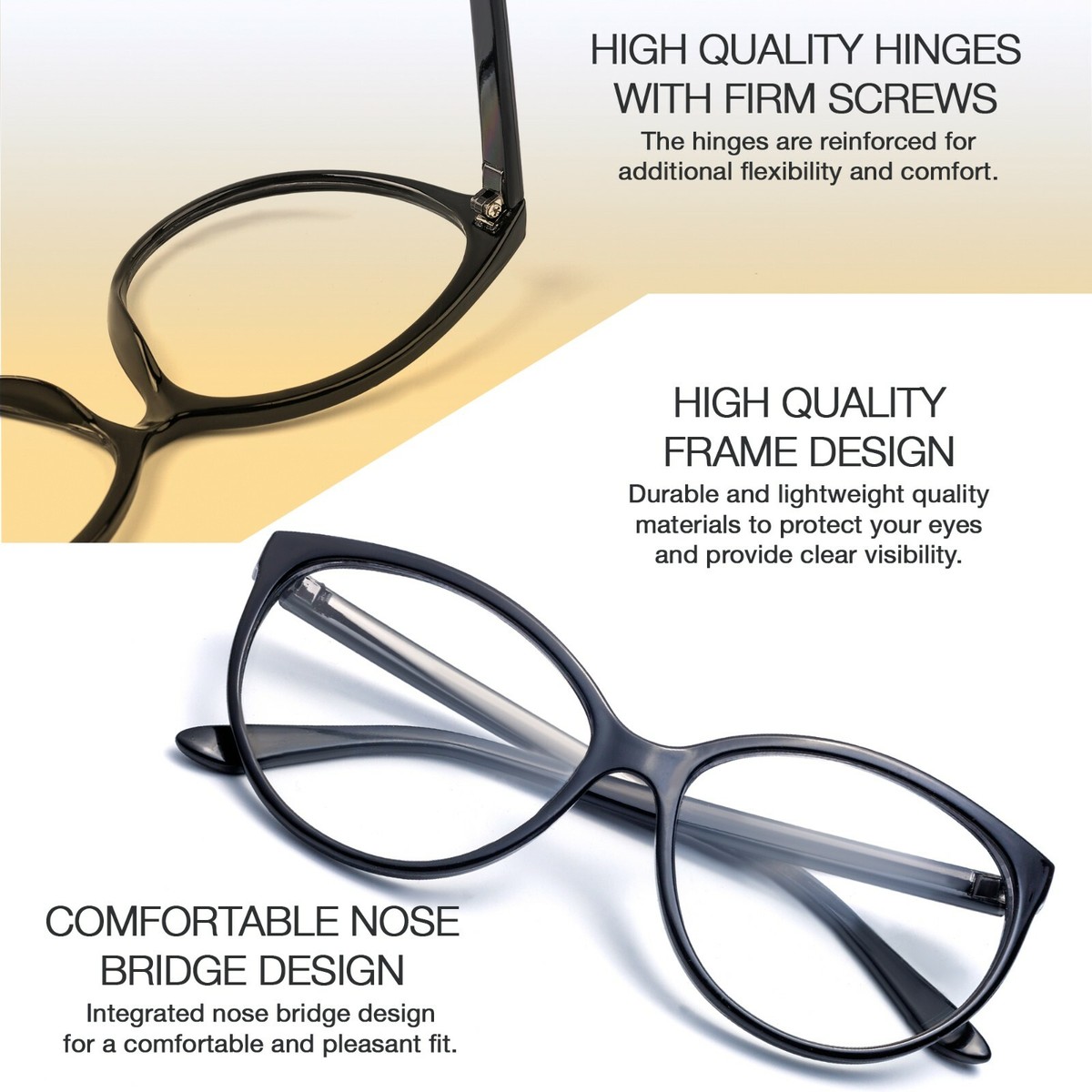 FOXY Women Eyeglasses CAT EYE Clear Lens Shadz Glasses Oversized