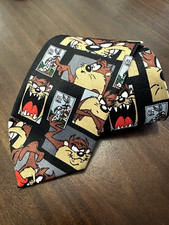 Vintage Looney tunes Tasmanian DevilTaz Stamp Collection Neck Tie