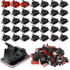 200X Cable Clips Self-Adhesive Cord Wire Holder Management Organizer Clamp