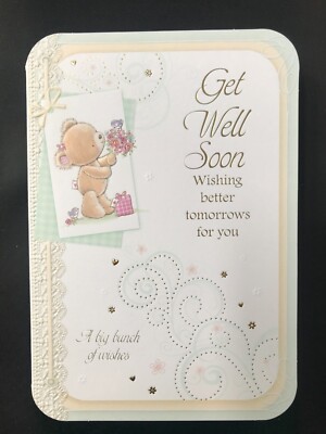 Get well Karte Frauen weiblich ihr offenes, süßes Bärendesign, Vers, 7'' x 5''
