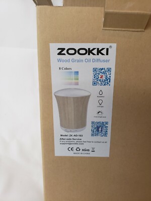   Zookki Oil Diffuser 200ml Ultrasonic Aromatherapy 8 Colors LED Wood Grain  