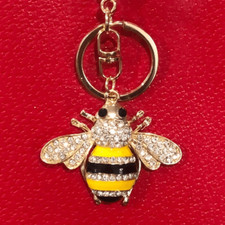 Black and Yellow Striped Bumble Bee Keychain Bag Charm