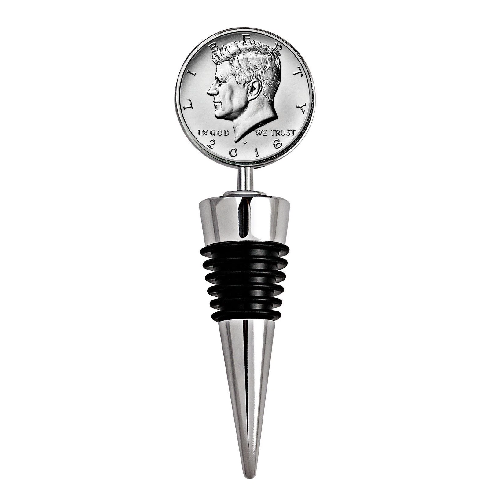 TREASURES COIN Presidential Seal JFK Half Dollar Coin Wine Stopper