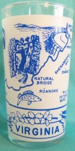 Vintage SOUVENIR 4.75" GLASS TUMBLER Virginia ILLUSTRATED Federal Glass
