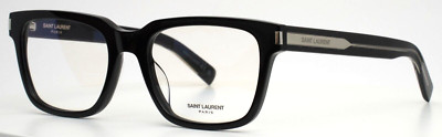 SAINT LAURENT SL621 001 Black Mens Rectangle Full Rim Eyeglasses 54-19 ...
