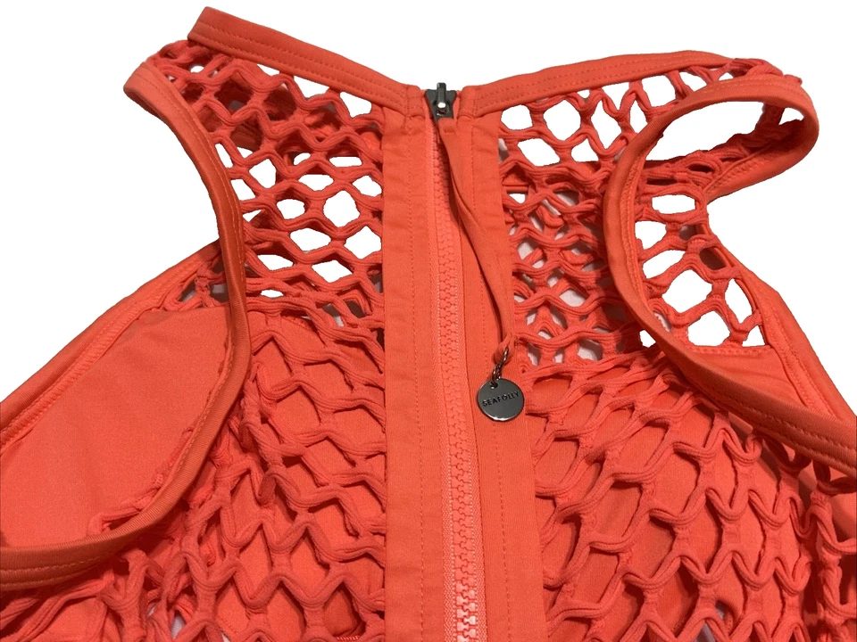 Traje de baño SeaFolly de una pieza traje de baño talla 8 naranja cremallera trasera malla nuevo con etiquetas Foto 4 de 4