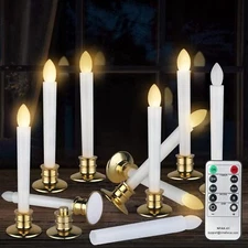Window Candles Battery Operated Flameless Led Taper Candles with Remote & Timers