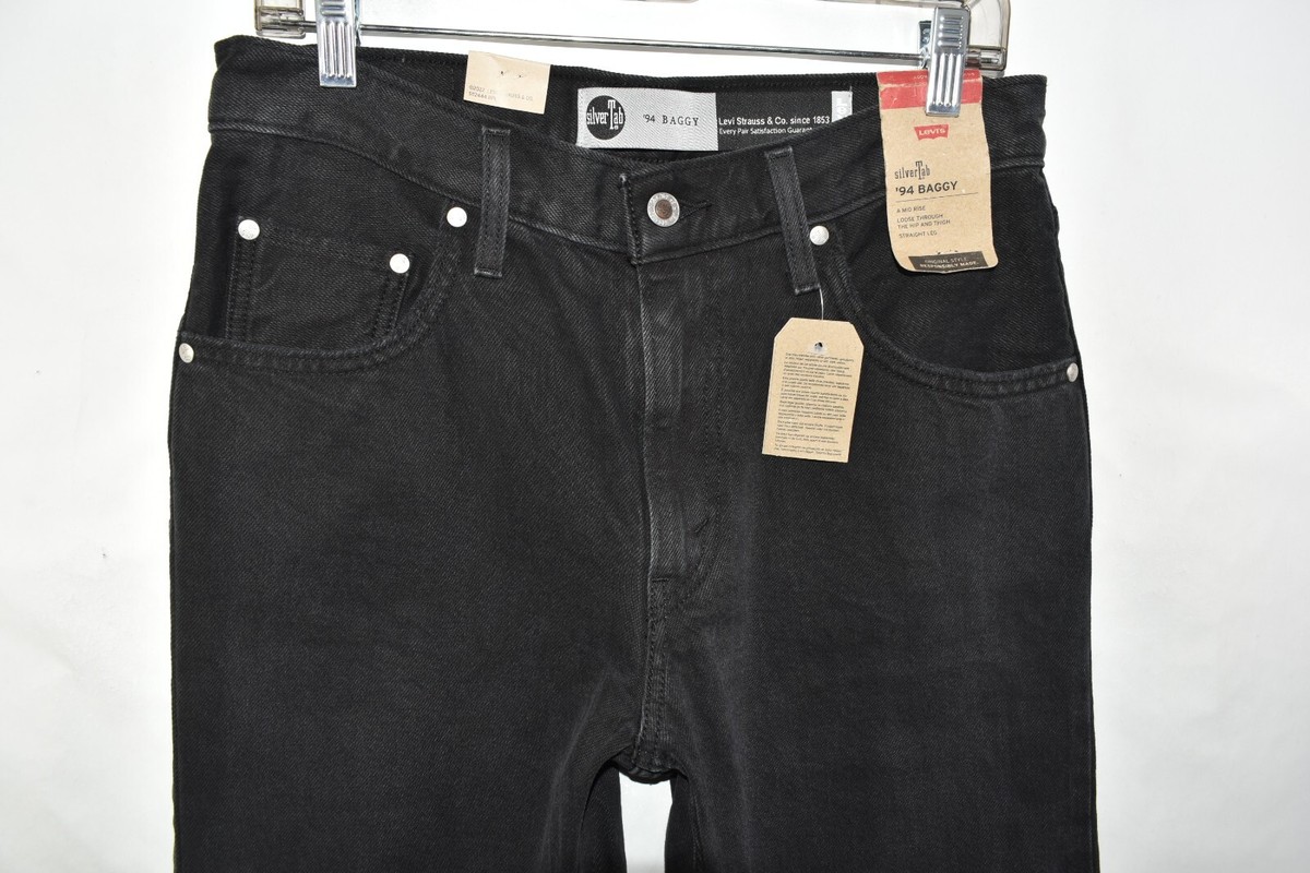 New Levi's Silvertab 94 Baggy Black Distressed Jeans Womens