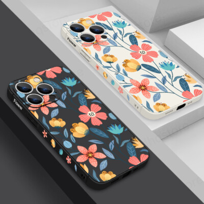 Flower Case For iPhone 16 Pro Max 15 14 13 12 11 XR XS Shockproof Silicone Cover