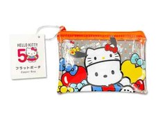 Hello Kitty 50th Anniversary Sanrio Daiso Flat Pouch Zipper Case Japan 38522