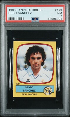1988 Panini Futbol 89 HUGO SANCHEZ Real Madrid Mexico #179 PSA 7 Low Pop 4