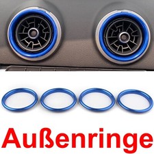 4x Lüftungsringe Aluminium Blau Außen Zierringe passend für Audi A3 S3 RS3 Q2
