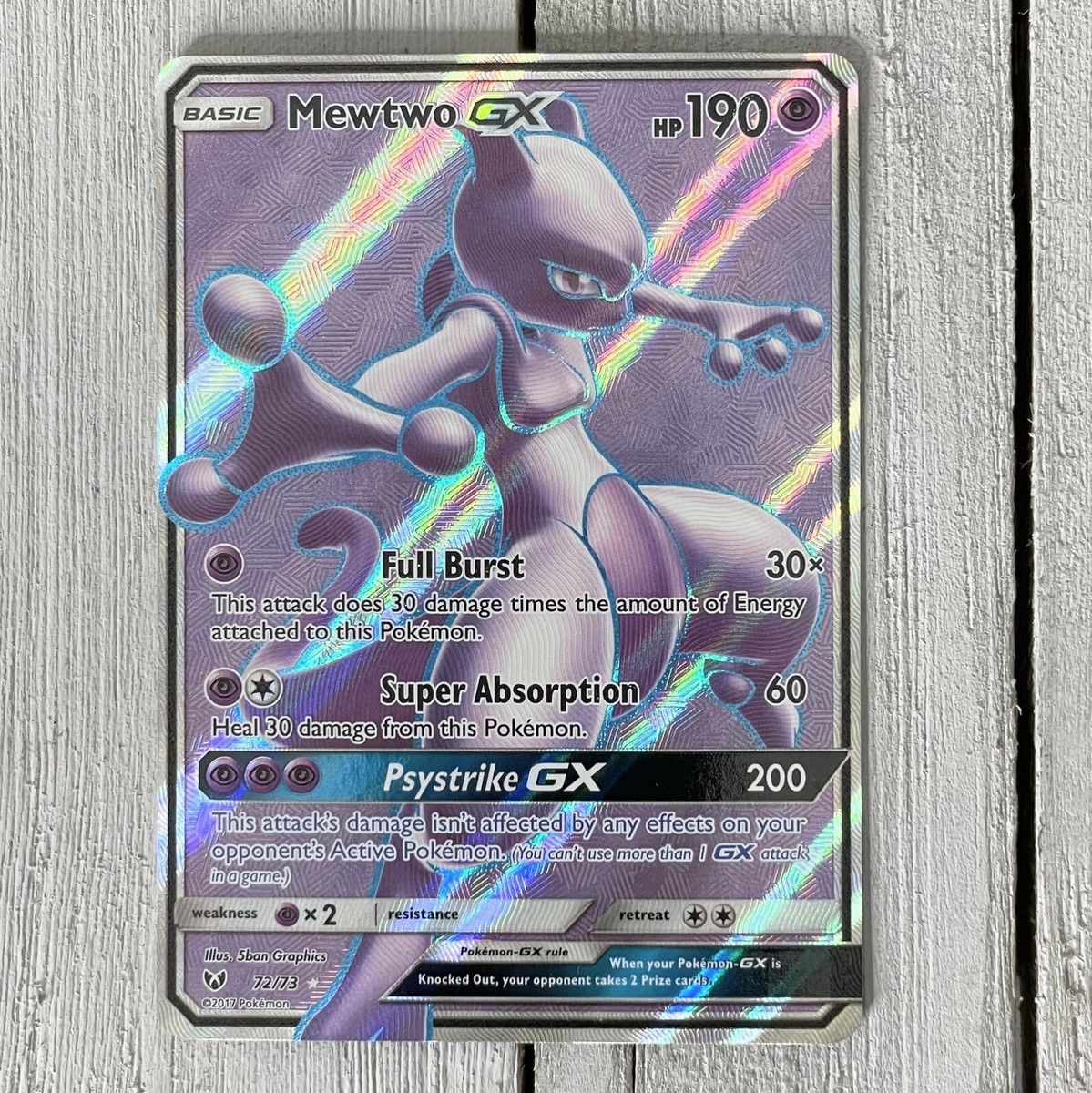 2017 POKÉMON Mewtwo GX 72/73 Full Art Shining Legends Trading Card