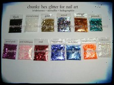 Chunky Hexagon Glitter many colors for nail art rice vial pendants Holographic