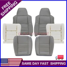 6PCS Front Bottom & Top Leather Cover Gray For 2002-2005 Ford Excursion & Foam