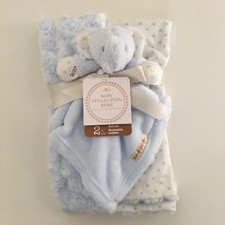 NEW Blanket Lovey Nunu Elephant Set Blue Rosettes Blankets and Beyond